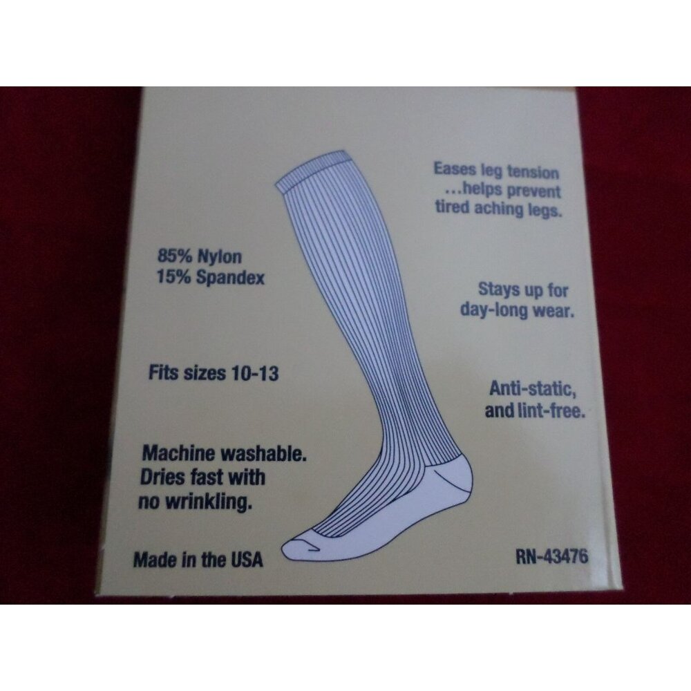 1 Pair Large Gold Medal Over the Calf Mens Dress Support Socks Made in USA Black - Picture 3 of 4
